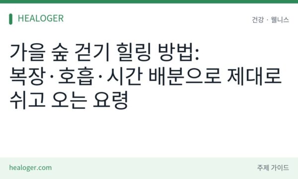 가을 숲 걷기 힐링 방법