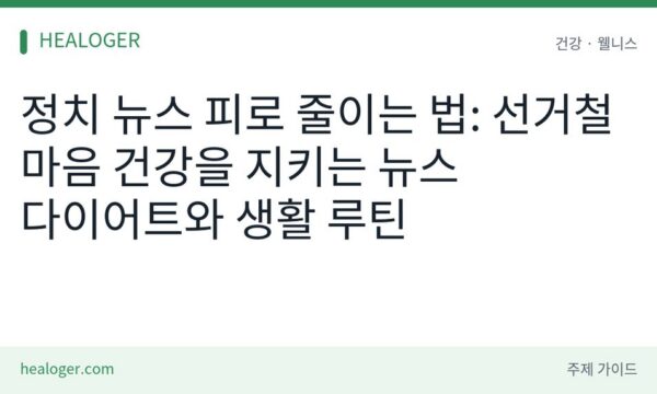 정치 뉴스 피로 줄이는 법